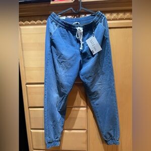 Woman Blue Jogger Pants with Drawstring